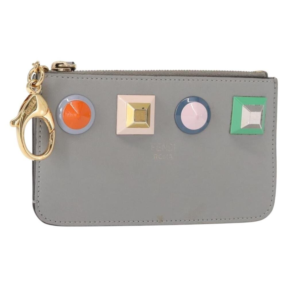 Fendi Leather Coin Purse Gray